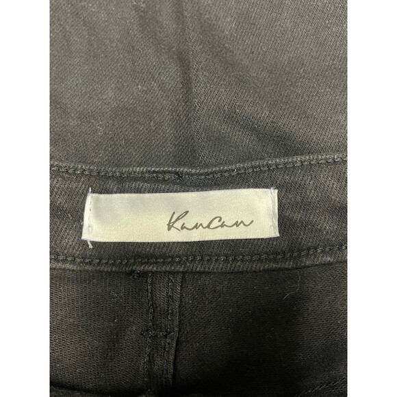 KANCAN High-Rise Distressed Slim Straight Black Denim Jeans, Sz 5/26 - Picture 7 of 9